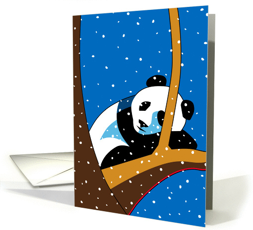 Merry Christmas, Giant Panda Sleeping in Tree in Snow card (947019)