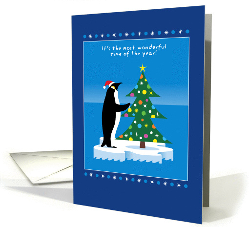 Merry Christmas, Penguin in Santa Hat, Decorating Tree card (947099)