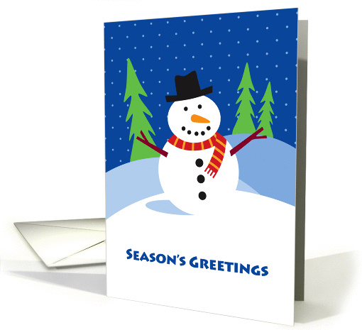 Season's Greetings, Cute Snowman on Hill in Snow card (947140)