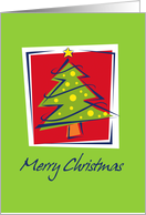 Merry Christmas, Stylized Tree with Ornaments and Star card