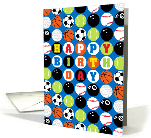 Happy Birthday, Various Sports Balls Pattern card (974535)