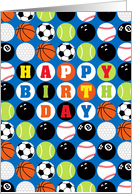 Happy Birthday, Various Sports Balls Pattern card