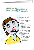 Birthday humor, How to Recognize a Teen Zombie card