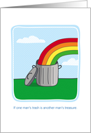 Birthday humor, Trash Can with Rainbow, Treasure card