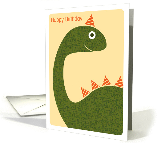 Cute Green Dinosaur with Party Hat, Happy Birthday card (982107)
