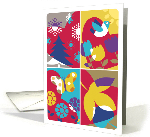 Modern Art Winter, Spring, Summer & Fall, Valentine's Day card