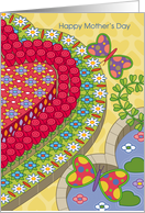 Heart Shaped Flower Garden with Butterflies, Mother’s Day card