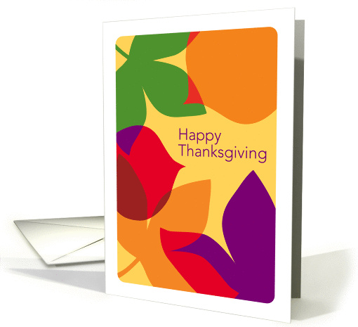 Modern Art Style Fall Leaves, Happy Thanksgiving card (990069)