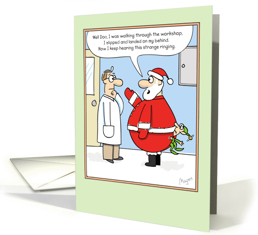 Santa Unaware of Elf in Butt, Funny Christmas card (991015)