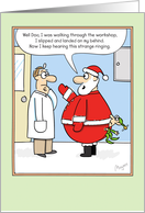 Santa Unaware of Elf in Butt, Funny Christmas card