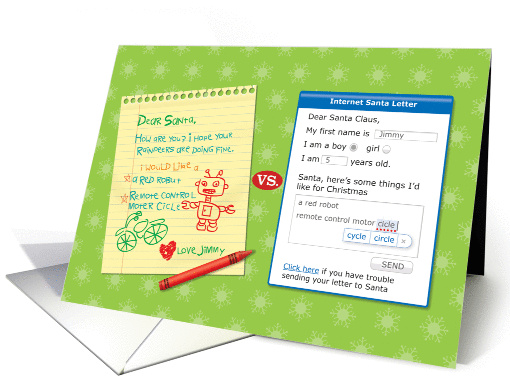 Child's Santa letter vs Internet letter, Merry Christmas card (993505)