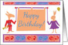 Child Birthday with whimsical donkey & rabbit card