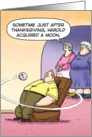 Thanksgiving Harold’s Moon Man Sitting in Armchair Humor card