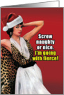 Fierce Lady in Leopard Holiday Christmas Joke Paper Card