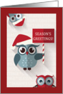 Happy Owlidays Christmas Card with Three Cute Owls card