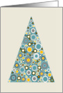 Ornamentals Modern Christmas Tree with Swirls in Teal and Yellow card