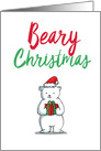 Beary Christmas Twas The Pun Before Christmas Polar Bear with Doodled Punny Saying card