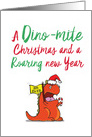 Dinosaur with Doodled Punny Saying It Was The Pun Before Christmas card