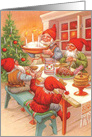 Gnome for the Holidays Christmas Card Showcasing a Happy Family Meal card