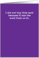 The Word Fuck Funny Birthday Card
