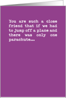 One Parachute Funny Birthday Card