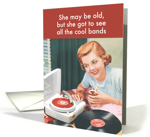 See Cool Bands Vintage Record Player Birthday Paper card (1089978)