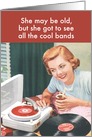 See Cool Bands Vintage Record Player Birthday Paper Card