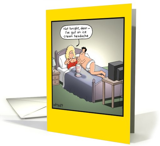Ice Cream Headache in Bed Adult Humor Birthday Paper card (1090118)