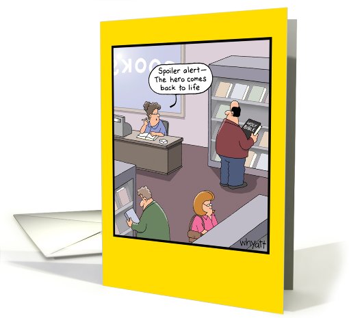 Holy Bible Spoiler Alert Funny Birthday card (1090126)