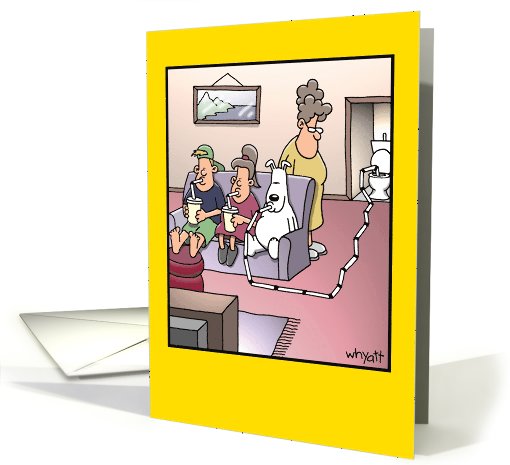 Dog with Toilet Straw Humor Birthday card (1090130)