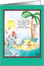 Christmas Letter Message in a Bottle Deserted Island Funny card