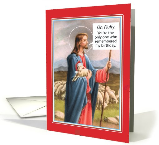 Fluffy Lamb Jesus's Birthday Funny Christmas card (1090184)