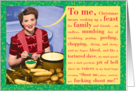 Somebody Shoot Me Retro Holiday Dinner Adult Humor Christmas card