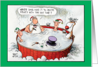 Invite Frosty Hot Tub Humor Christmas Card