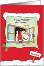 Rudolph Pluck the Turkey Sacreligious Adult Humor Christmas Card