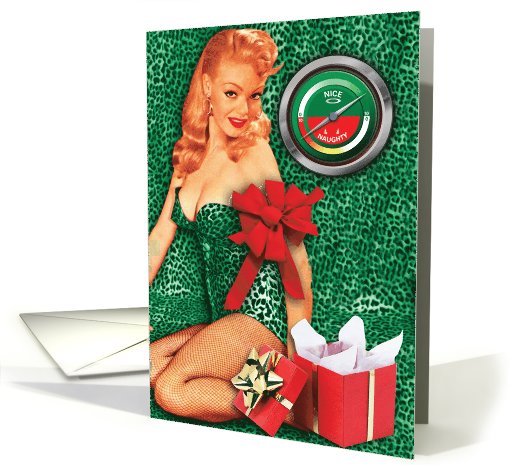 Naughty Nice Gauge Redhead Adult Christmas card (1090278)