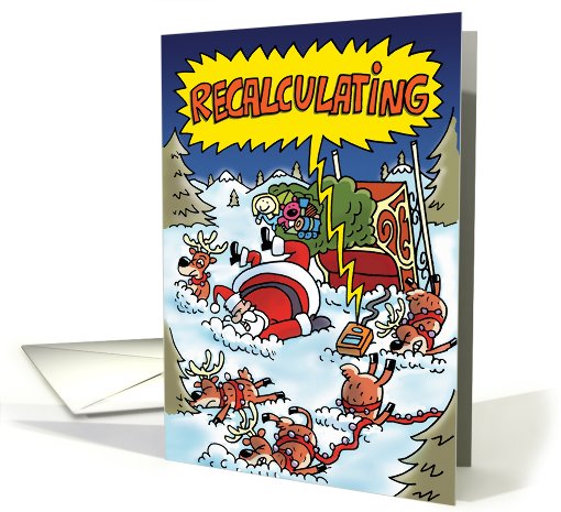 Recalculating Santa GPS Sleigh Funny Christmas card (1090294)