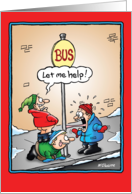 Frozen Tongue bus stop Funny Holiday Card