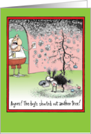 Dog Peed Tree Sacreligious Christmas Card