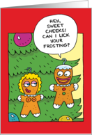 Sweet Cheeks Gingerbread Sexy Ornaments Funny Christmas Card