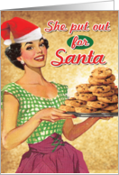 She Put Out for Santa Retro Baker Dirty Christmas Card