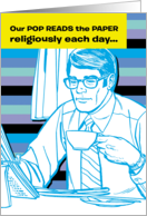 Pop Reads NewsPaper Retro Humor Fathers Day Card