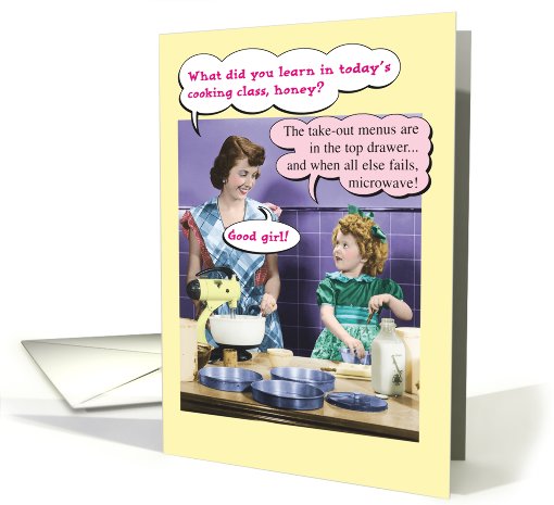 Retro Microwave & Take Out Funny Mother's Day card (1090578)