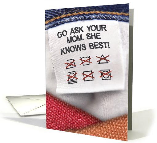 Mother Knows Best Laundry Care Instructions Mother's Day card