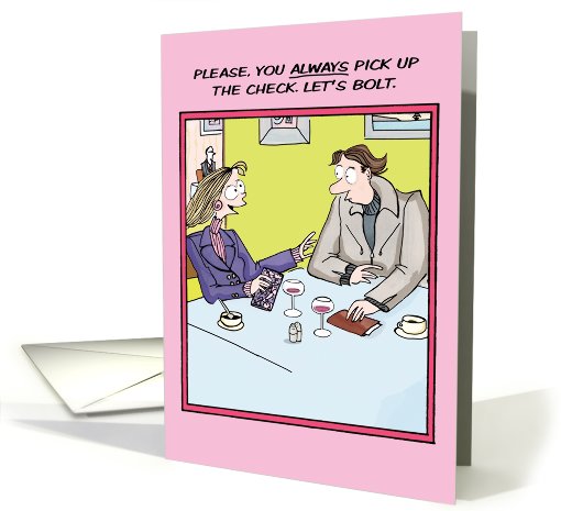 Bolt on Dinner Check Parnter in Crime Funny Valentines Day card