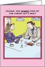 Bolt on Dinner Check Parnter in Crime Funny Valentines Day Card