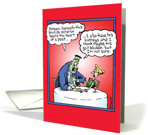 Heart Of A Poet Frankenstein Funny Valentines Day card (1090686)