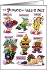 Seven Funny Dwarves Valentines Day Card