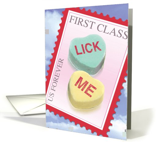 Lick Me Adult Humor Stamp Valentines Day card (1090722)
