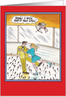 Hold Still Ice Skating Couple Cupid Humor Valentines Day card